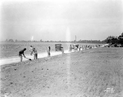 Convict laborers working on a road near Tampa in 1922
