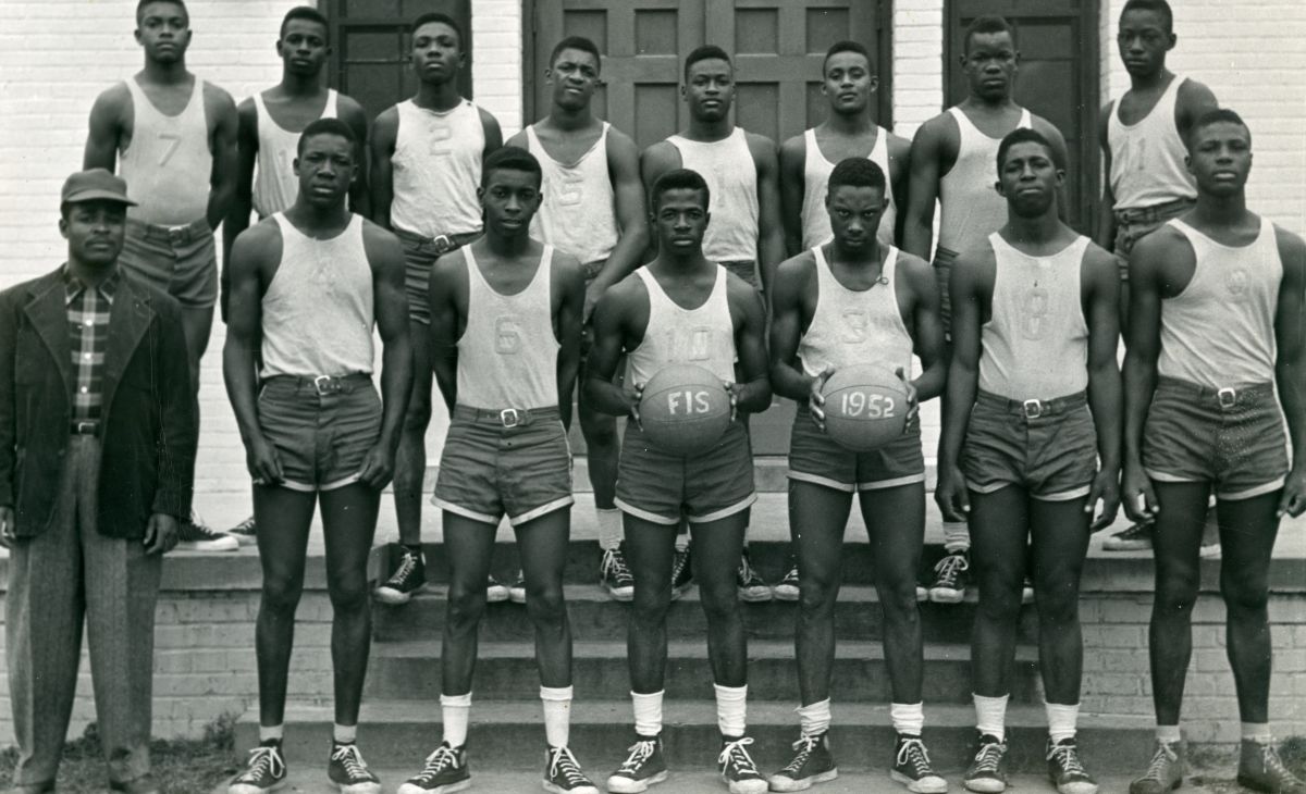 African American basketball team at Dozier School, 1952